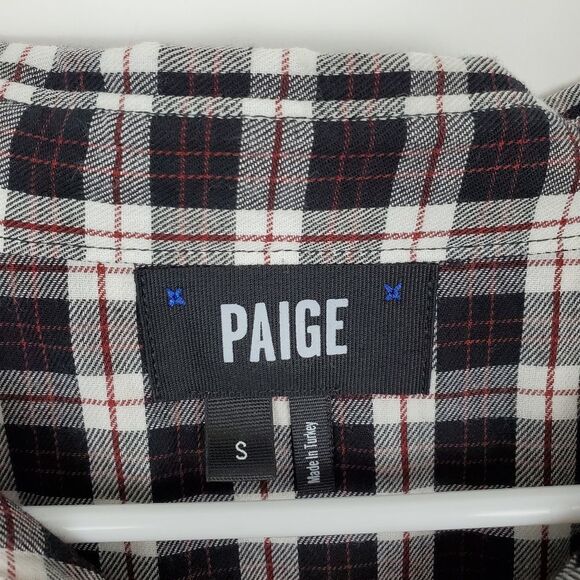 PAIGE Hunter Plaid Shirt Slim Fit Dual Chest Flap Pockets Button Down Cotton Men - Picture 5 of 8